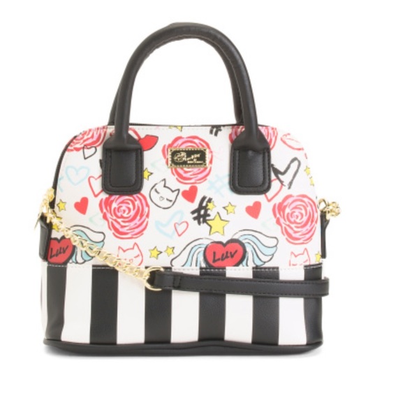 🔥NWT. Betsey Johnson Satchel doodle Black stripes - Picture 12 of 13